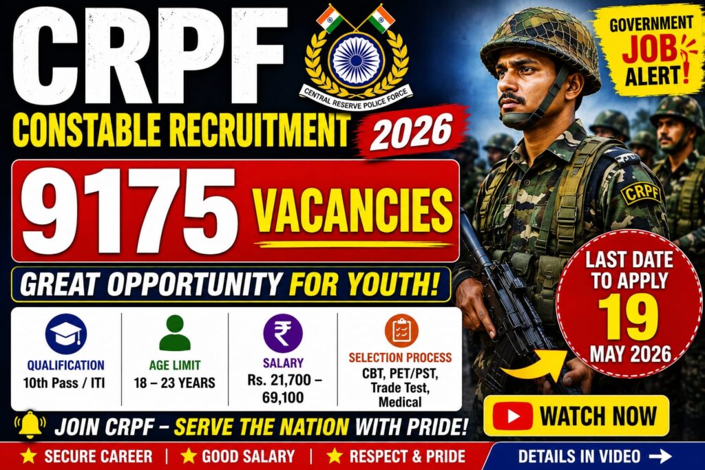 CRPF Constable Recruitment 2026 Full Notification