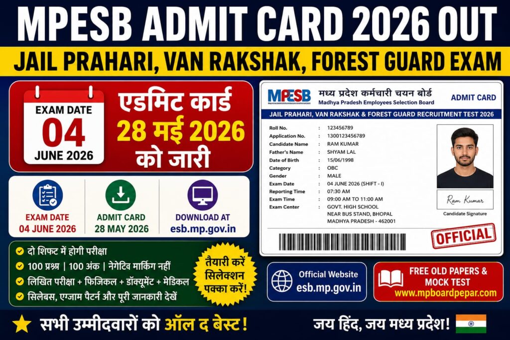 MPESB ने जारी किया Admit Card-