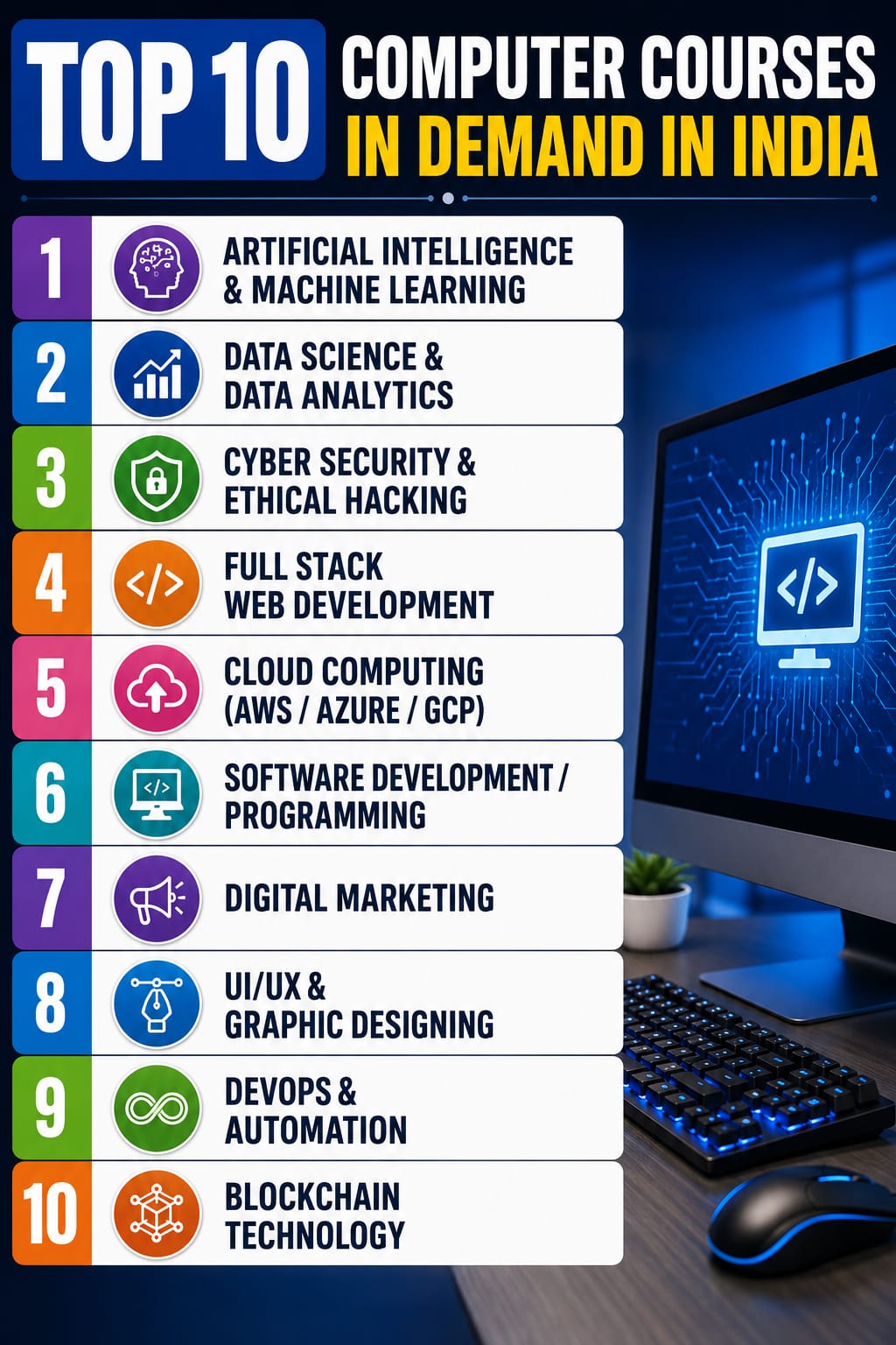Top 10 Computer Courses In Demand In India 2026 