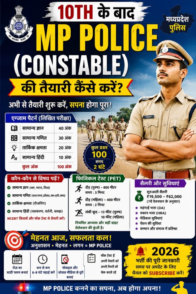 10TH के बाद MP पुलिस (Constable) की तैयारी के लिए