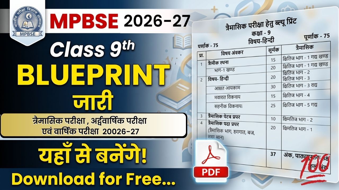 एमपी बोर्ड त्रैमासिक परीक्षा सिलेबस 2026 | MP Board Quarterly Exam Syllabus 2026-27 PDF Download (Class 9th To12TH)